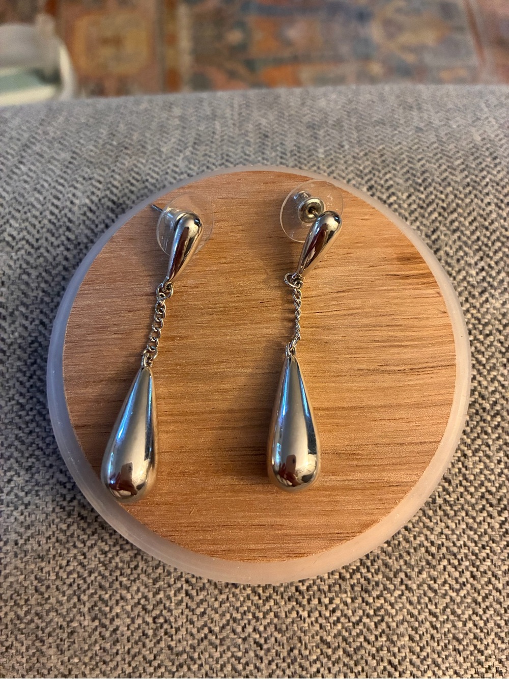 Elegant Silver Teardrop Dangle Earrings - Women Jewelry